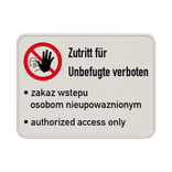 Verbotsschild Zutritt verboten - Mehrsprachig deutsch, polnisch und englisch - reflektierend
