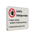 Verbotsschild Zutritt verboten - Mehrsprachig deutsch, polnisch und englisch - reflektierend