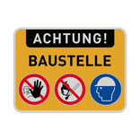 Verkehrsschild Achtung Baustelle mit Piktogrammen reflektierend