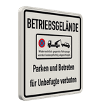 Schild Betriebsgelände - Parken und Betreten für Unbefugte verboten
