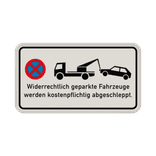 Verkehrsschild Haltverbot, Fahrzeuge werden abgeschleppt