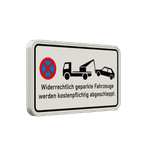 Verkehrsschild Haltverbot, Fahrzeuge werden abgeschleppt