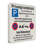 Schild Privatgrundstück - Parken und Betreten für Unbefugte verboten