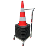 Chariot porte-cônes 50/75cm en acier galvanisé à roulettes
