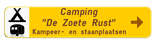 Verkeersbord SB250 F37 -Wegwijzer met hoofdtekst en ondertekst - rechts + 2 picto
