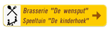 Verkeersbord SB250 F37 -Wegwijzer met 2 hoofdteksten - rechts + 2 picto
