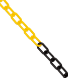 Afzetketting van kunststof, geel/zwart, 8 mm - lengte 25 meter