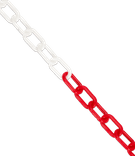 Afzetketting van kunststof, rood/wit, 8 mm - lengte 25 meter