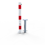 Poteau de parking rabattable - 70x70mm - rouge/blanc - avec manchon de sol