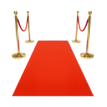 Ensemble tapis rouge avec poteaux dorés et cordons rouges