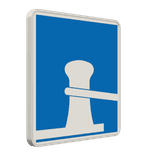 Schifffahrtsschild E.7 - Erlaubnis zum Festmachen am Ufer auf der Seite der Wasser­straße