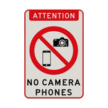 Verkeersbord verboden voor mobiele telefoon/camera's (foto/video) - reflecterend