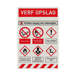 Bord GHS verf opslag + pictogrammen - reflecterend
