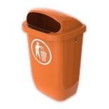 Buitenafvalbak kunststof oranje - 50 liter - muurbevestiging