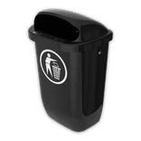 Buitenafvalbak kunststof TS-MOUNTY-CLASSIC-50L zwart, paal- of muurbevestiging - 50 liter