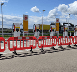 Afzethek kunststof oranje 2000x1000mm - met inklapbare voeten