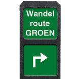 Bermpaal kunststof met twee bordjes wandelroute + pijl - reflecterend