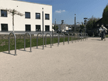 Fahrradbügel Edelstahl (Ø48mm) 650x1200x48mm mit Querholm - zum Einbetonieren