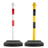 Kettingpaal staal 1 meter (Ø60) rood/wit of geel/zwart - met verzwaarde voet 15kg