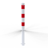 Rampaal staal Ø89x900mm met diverse montageopties, wit/rood