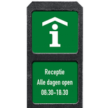Verzwaarde bermpaal met twee bordjes aanduiding Receptie + tekst vrij invoerbaar