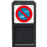 Bermpaal met bordje verboden (brom)fietsen plaatsen - reflecterend