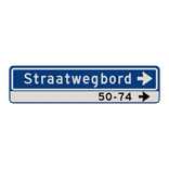 Straatnaambord 14 karakters 800x200 mm pijl rechts + Huisnummers NEN 1772