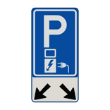 Verkeersbord elektrisch laden, met schuine pijlen - reflecterend