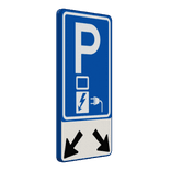 Verkeersbord elektrisch laden, met schuine pijlen - reflecterend