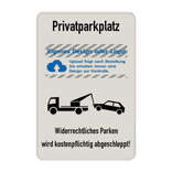 Privatparkplatz – Widerrechtliches Parken wird kostenpflichtig abgeschleppt mit Logo