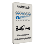 Privatparkplatz – Widerrechtliches Parken wird kostenpflichtig abgeschleppt mit Logo