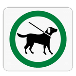 Vlak terreinbord 119x109mm - Pictogram Honden aan de leiband toegestaan
