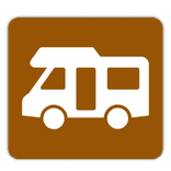 Vlak terreinbord 119x109mm - Pictogram Camperplaats