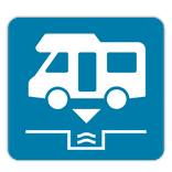 Vlak terreinbord 119x109mm - Pictogram Camper Serviceplaats Camperplaats