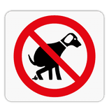 Vlak terreinbord 119x109mm - Pictogram Honden uitlaten niet toegestaan