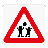 Vlak terreinbord 119x109mm - Pictogram Spelende kinderen