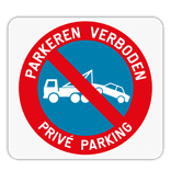 Vlak terreinbord 119x109mm - Pictogram Privé Parking