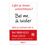 Bord aluminium DORH 300x450mm, Zelfmoordpreventie 113, suïcidepreventie