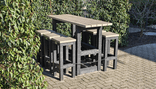 Table haute d'extérieur avec 4, 6 ou 8 tabourets - plastique recyclé