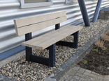 Parkbank Recycling Kunststoff mit Rückenlehne,  Govaplast London - Sand Beige / schwarz