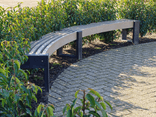 Banc public bicolore sans dossier en plastique recyclé - Govaplast - modèle Canvas Arc