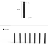 Reflectorpaal Ø135x1400mm gerecycled kunststof - met bolkop en reflectiestrook