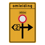 Omleidingsbord WIU - C01, omleiding, volg route - reflecterend