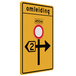 Omleidingsbord WIU - C01, omleiding, volg route - reflecterend