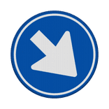 Verkeersbord verplichte rijrichting RVV D02 - reflecterend