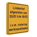 Tijdelijk verkeersbord (vierkant) met eigen tekst geel/zwart - reflecterend