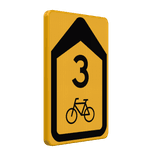 Verkeersbord omleidingsroute pictogram + cijfer/letter rechtdoor reflecterend