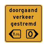 Omleidingsbord doorgaand verkeer gestremd - reflecterend
