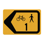Verkeersbord pijlkader omleiding fietsers/voetgangers + cijfer - reflecterend
