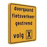 Verkeersbord doorgaand verkeer gestremd volg route - reflecterend